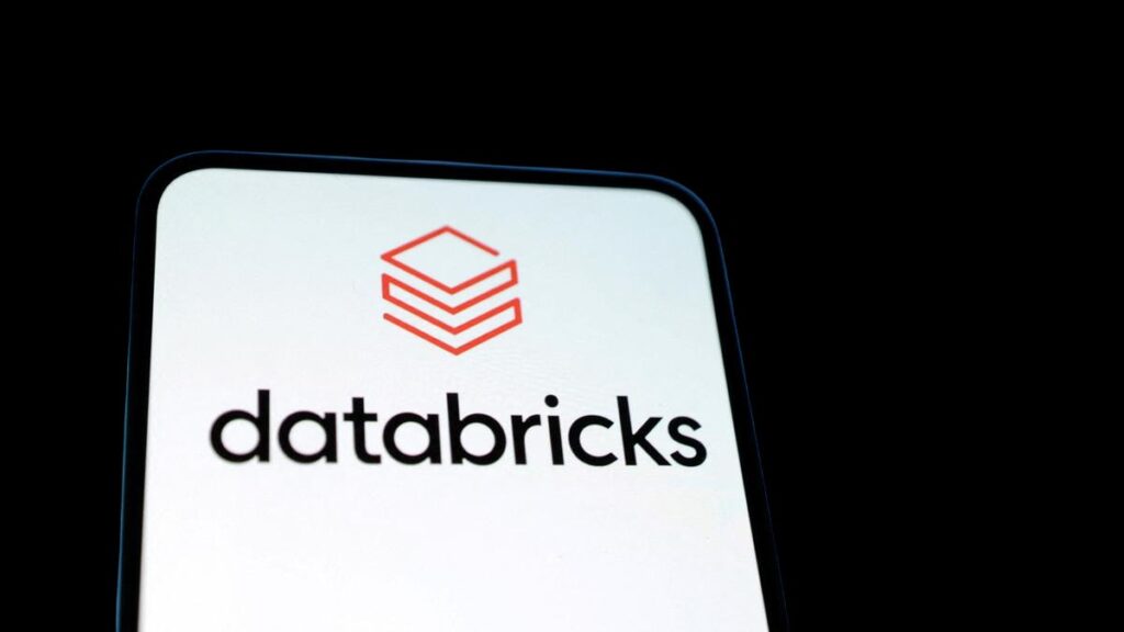 Databricks logo displayed on a smartphone screen against a dark background